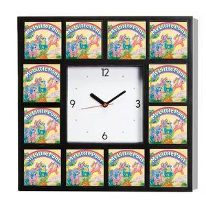 Classic My Little Pony 80s Retro Big Square Clock with 12 Images